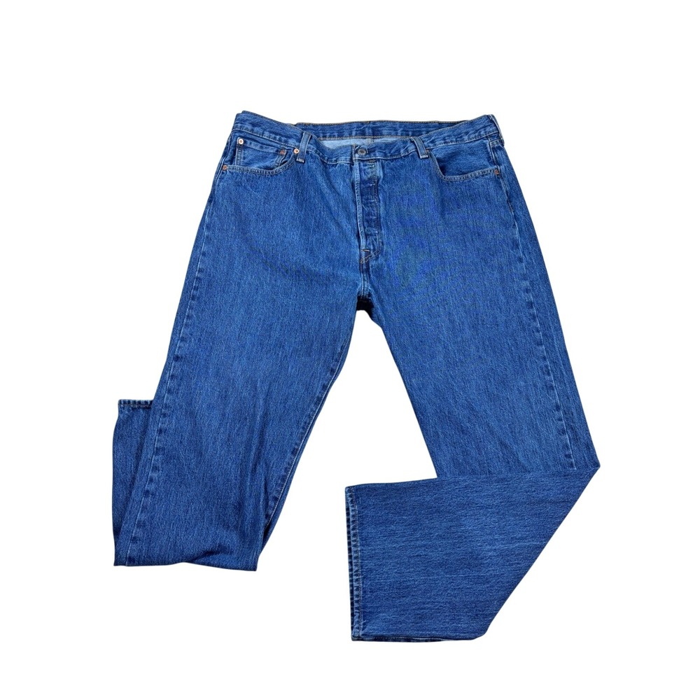 Levis 501 Original Fit Mens Blue‎ Denim Straight Leg Button Fly Jeans W42 L32